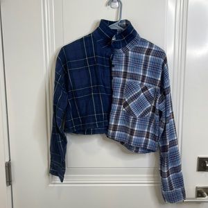 Blue Plaid Crop Top - RSQ - Large